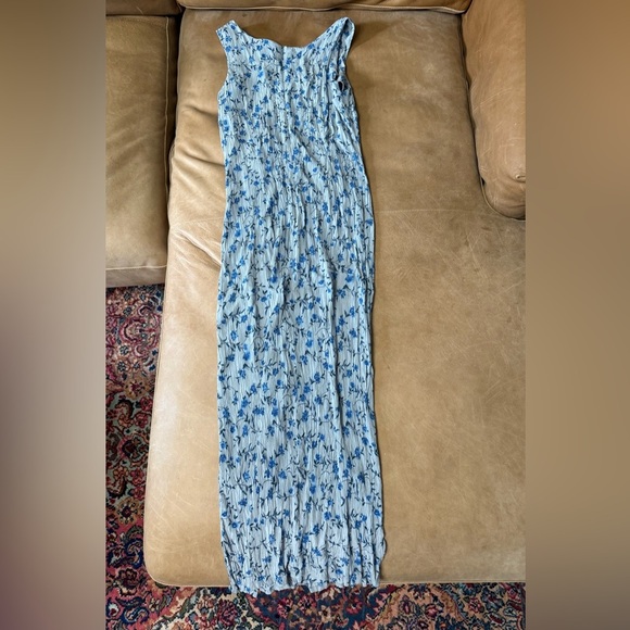 Vintage Imagio Gray And Blue Floral Midi Dress Cottagecore Country Whimsy Sz 14 - Picture 6 of 7